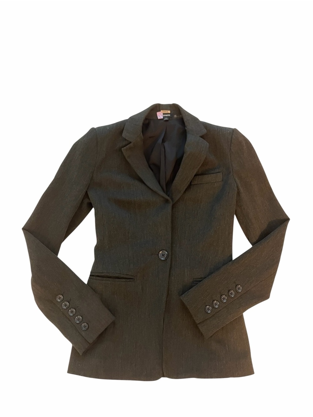 Express Dark Charcoal Single-Button Tailored Blazer - Picture 2 of 3